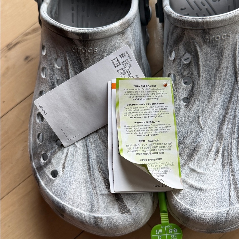 Crocs Echo Clog Marbled Grey‎ White Mens Size 13 Adjustable Turbo Strap NEW - Picture 14 of 16